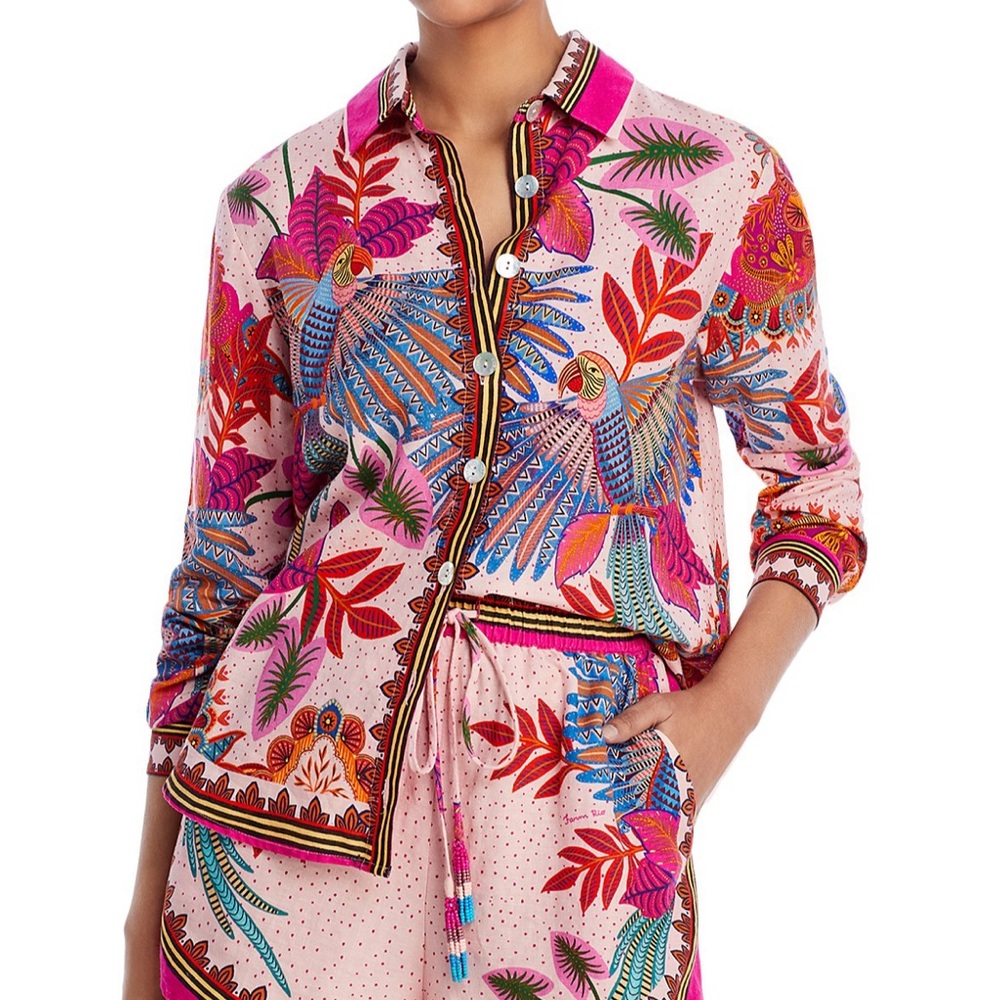 NWT Farm Rio Macaw Scarf Shirt